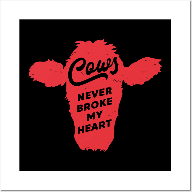 Cows Never Broke My Heart Heifer Howdy Western Design Wall Art by CikoChalk